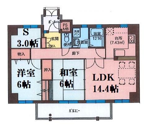 フィールトレイン(2SLDK/7階)の間取り写真