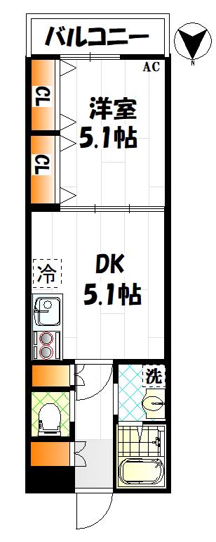 PORTOFINO(1DK/4階)の間取り写真