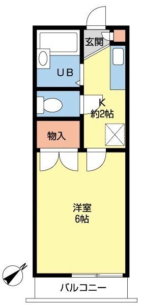 フィオーレI(1K/2階)の間取り写真
