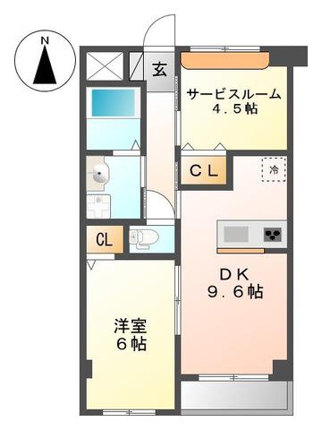 グランベル3(1SDK/1階)の間取り写真