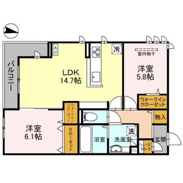 シグナス百舌鳥(2LDK/3階)の間取り写真