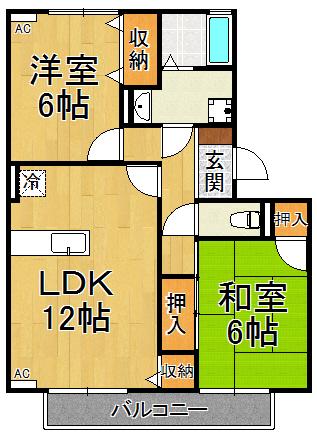 アビタシオン仁川2(2LDK/2階)の間取り写真