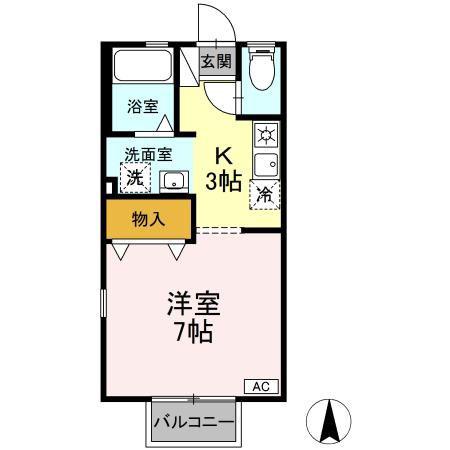 プリシェール平田 A(1K/2階)の間取り写真