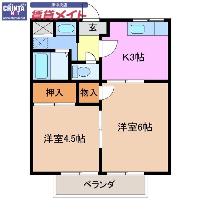 さつき荘(2K/2階)の間取り写真