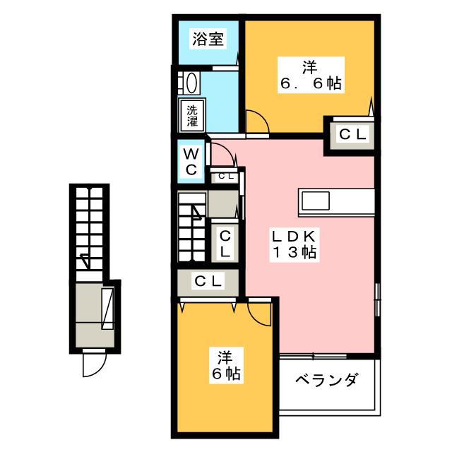 プレッソF(2LDK/2階)の間取り写真