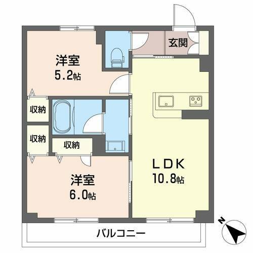 シャトル(2LDK/3階)の間取り写真