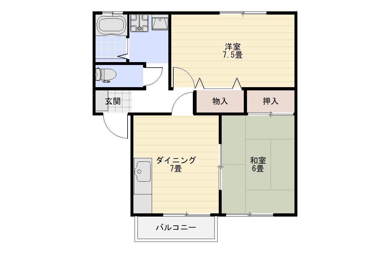 コーポ阿部(2DK/2階)の間取り写真