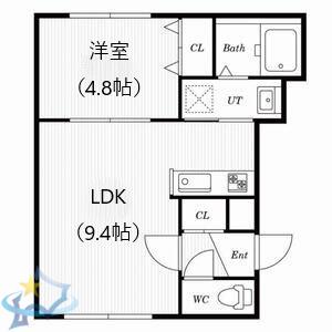 パークウエストC(1LDK/1階)の間取り写真