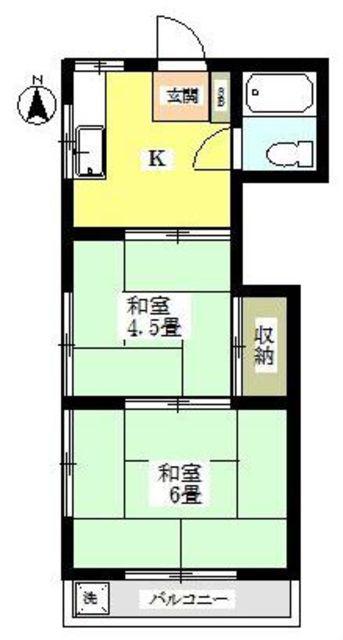 フジエマンション(2K/2階)の間取り写真