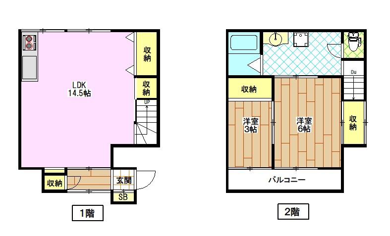 東武東上線 上板橋駅 徒歩13分 2階建 築43年(2LDK/1階)の間取り写真