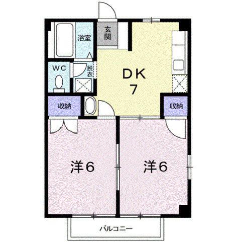 サンハイツあおばA(2DK/1階)の間取り写真