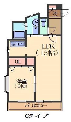 ステイツ城山(1LDK/1階)の間取り写真