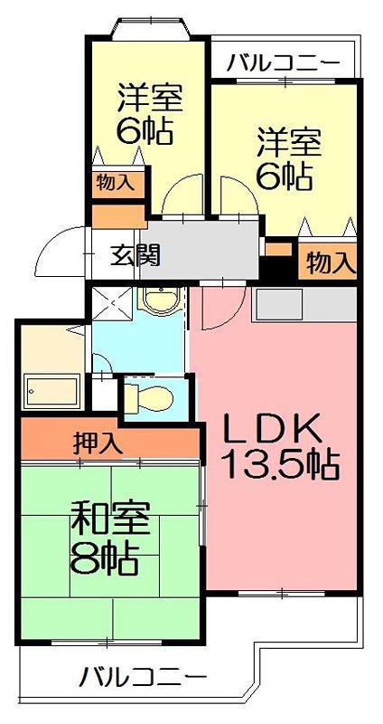 エクレール本鵠沼(3LDK/3階)の間取り写真