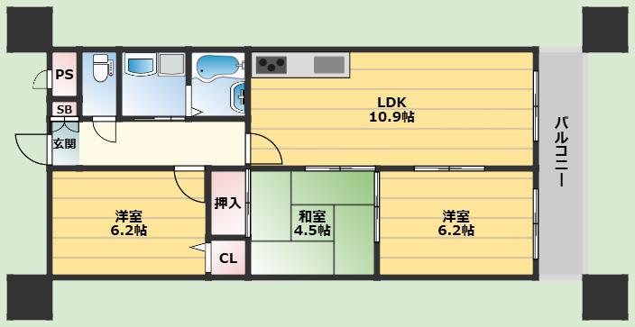 LA MAISON BRILLE(3LDK/2階)の間取り写真