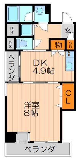 ブランミュール文の里(1DK/5階)の間取り写真