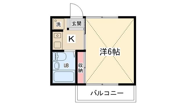 レジョンドール東大沼(1K/2階)の間取り写真