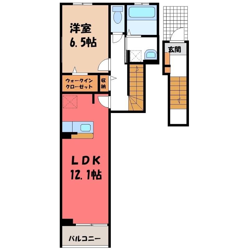 ウィステリア(1LDK/2階)の間取り写真