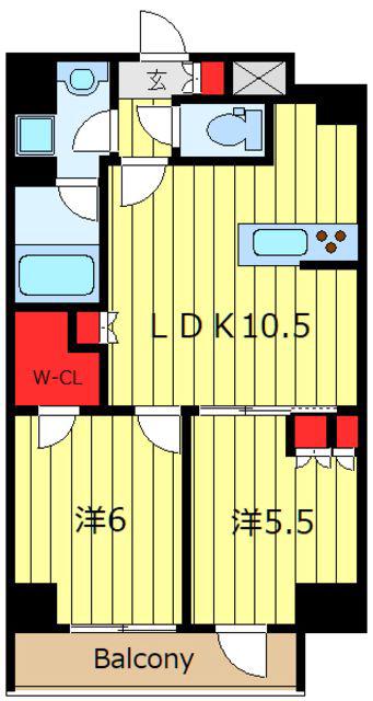 ドゥーエ日暮里(2LDK/8階)の間取り写真