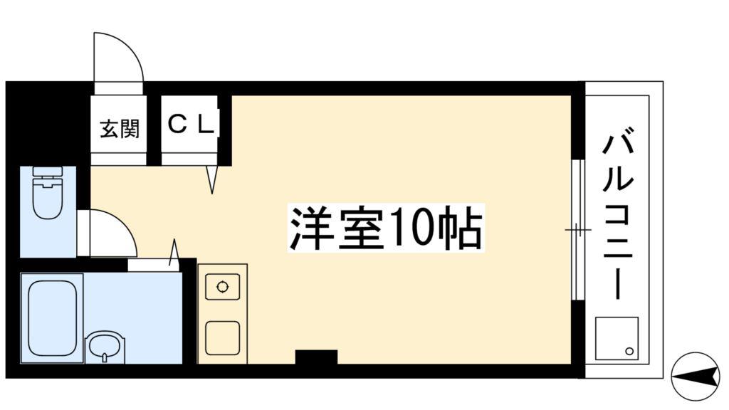 おくぼハイツ(ワンルーム/2階)の間取り写真
