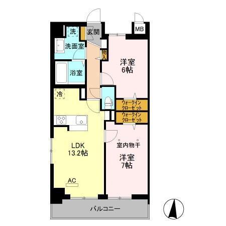 エスペランサ(2LDK/6階)の間取り写真