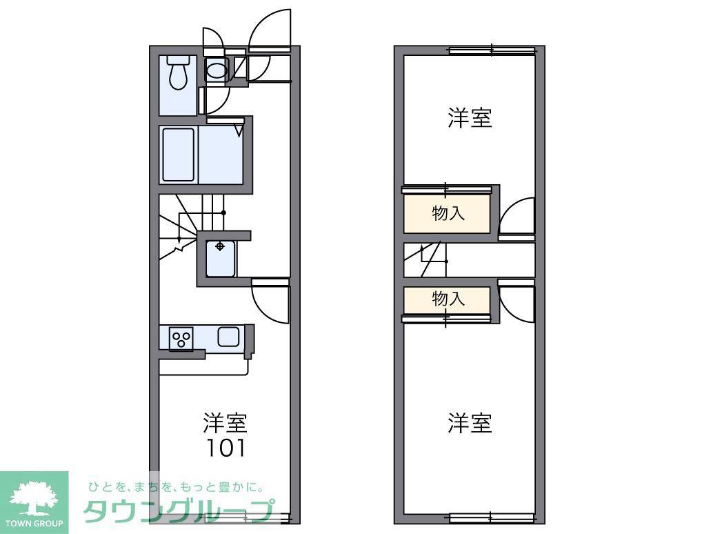 レオパレス砂田(2DK/1階)の間取り写真