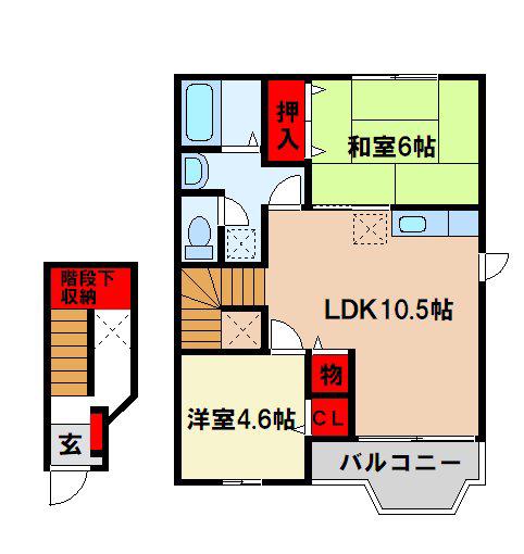 エクセレントパークA(2LDK/2階)の間取り写真