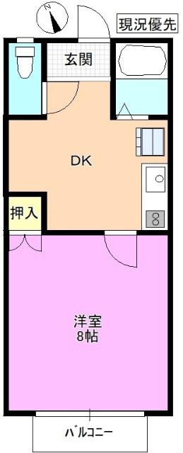 コーポ花園(1DK/1階)の間取り写真