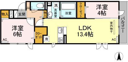 LE LINE OSEDOルリアンオオセト(2LDK/2階)の間取り写真