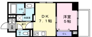 ジュネス北野(1LDK/4階)の間取り写真