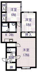 ロイヤルパレスA棟(2LDK/1階)の間取り写真