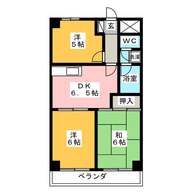 サンライン岐阜コーポ(3DK/2階)の間取り写真