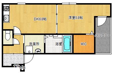 フジパレス忍ケ丘Ⅱ番館(1DK/2階)の間取り写真