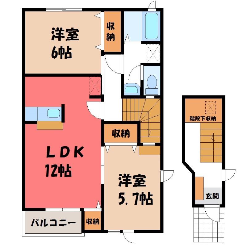 ライスインパクトA(2LDK/2階)の間取り写真