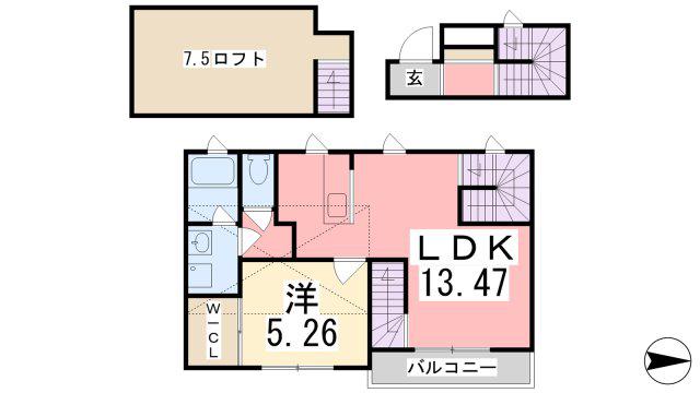 ブーロブラン(1LDK/2階)の間取り写真
