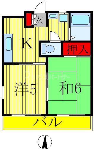 グランディーコート江戸川台(2K/3階)の間取り写真