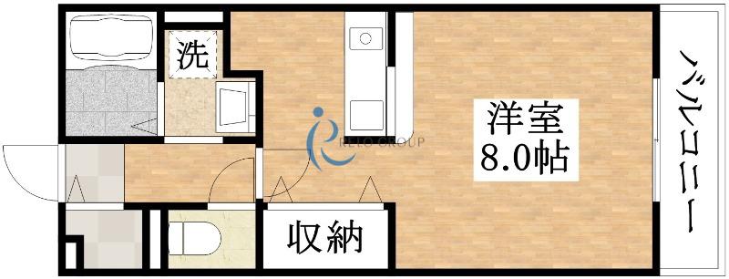 アメニティー東住吉(1K/2階)の間取り写真