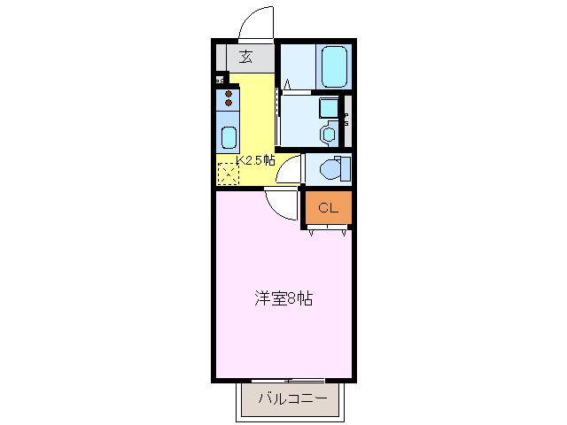 SOLANA(1K/2階)の間取り写真