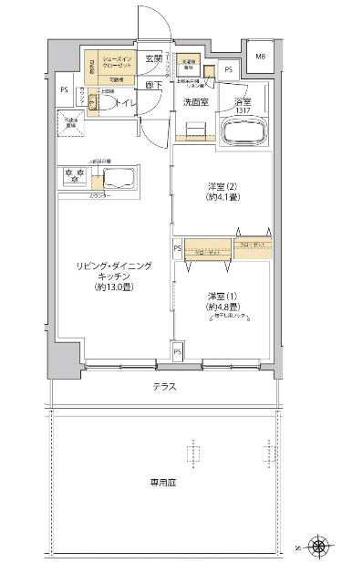 グレーシアフィット羽沢横浜国大(2LDK/1階)の間取り写真