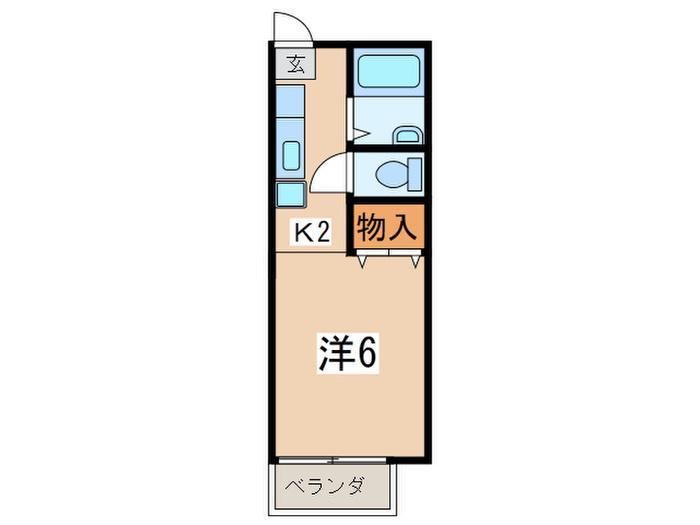 神橋ハイツ第2(1K/2階)の間取り写真