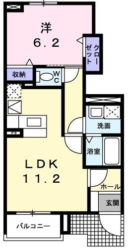 レフィナードⅡ(1LDK/1階)の間取り写真