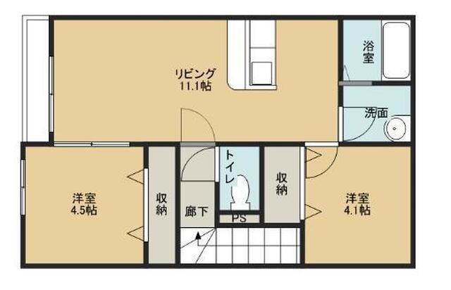 I.S延友 C棟(2LDK/2階)の間取り写真