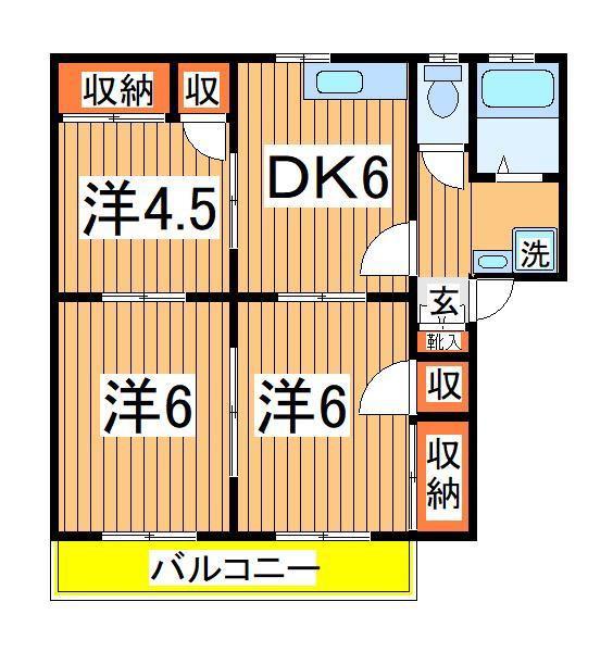 フレグランス千代田(3DK/2階)の間取り写真
