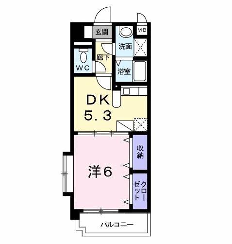 サンヒルズ(1DK/2階)の間取り写真