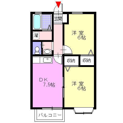 ロマーニハイム(2DK/1階)の間取り写真