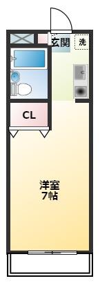 メゾングリシーヌ(1K/4階)の間取り写真