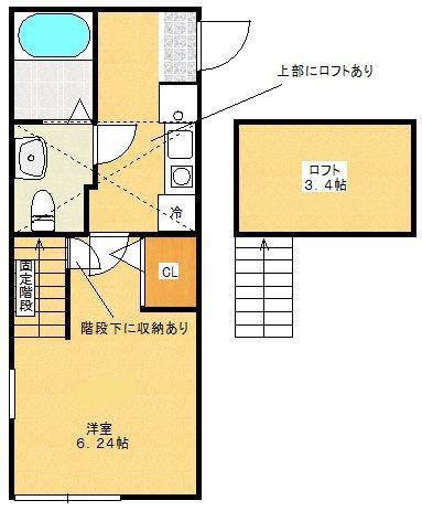 ステラハウス(1K/1階)の間取り写真