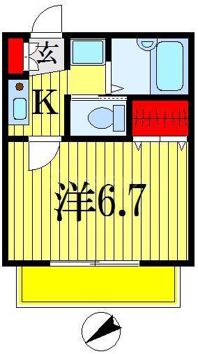 フォルス12(1K/1階)の間取り写真