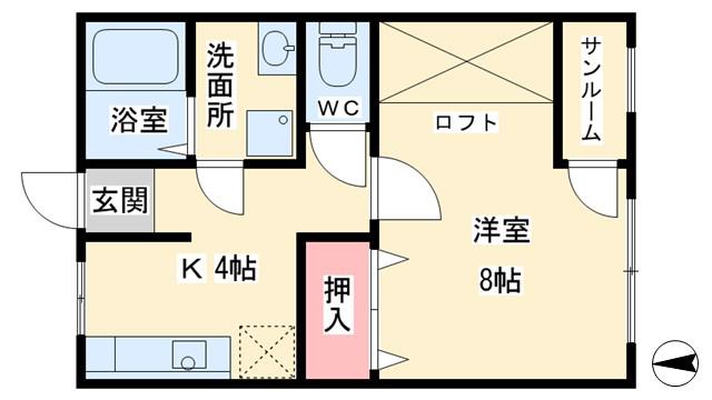 サンローラン茶屋町(1DK/1階)の間取り写真