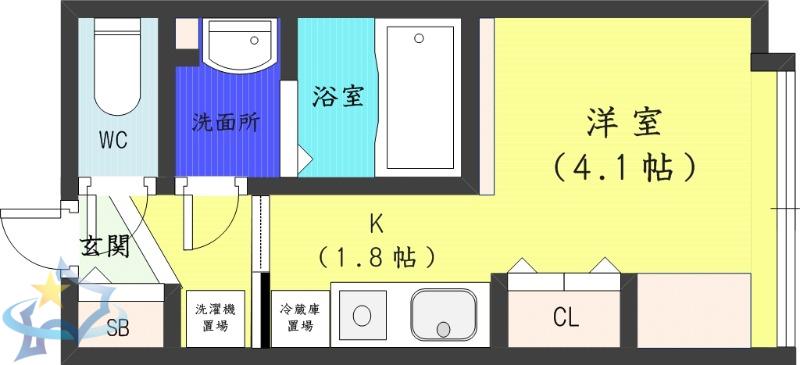 ピュア東彩館VI(1K/3階)の間取り写真