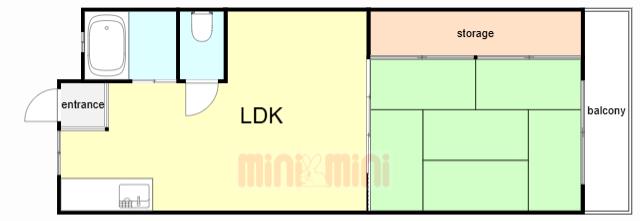 本町マンション(1LDK/6階)の間取り写真